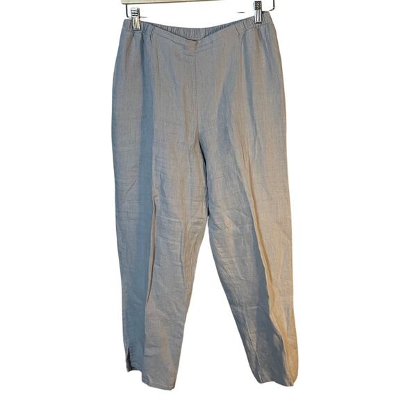 Flax Pants - FLAX Pocketed Ankle Pant Natural Gray SZ SMALL 100% Linen Tapered Pull On Pants